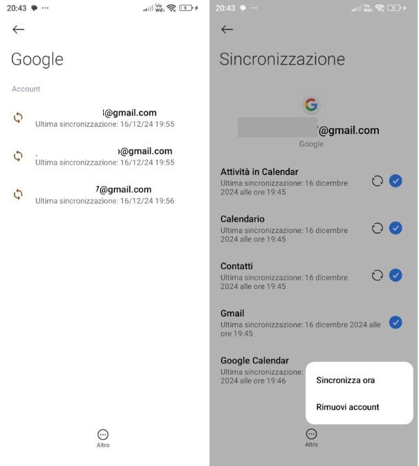 Cancellare account Gmail da Android