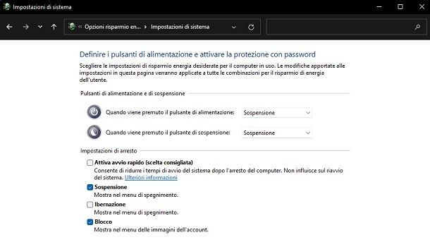 Disattivare avvio rapido Windows 11