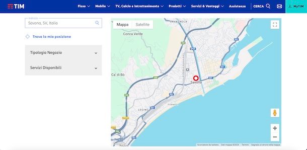 Mappa negozi TIM