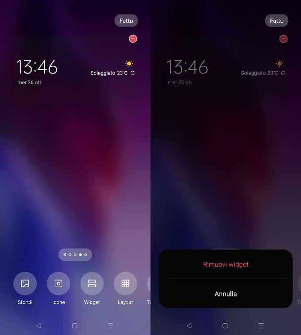 Come rimuovere widget Android