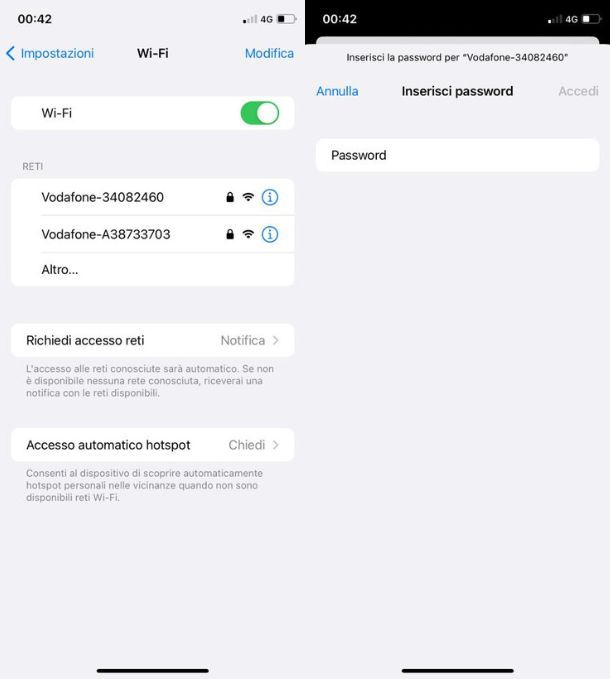 Inserire password Wi-Fi smartphone