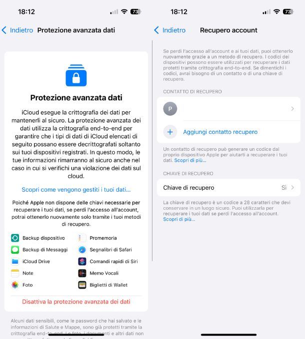 Protezione avanzata dei dati iCloud