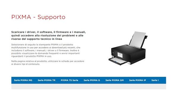 Supporto stampanti Canon PIXMA