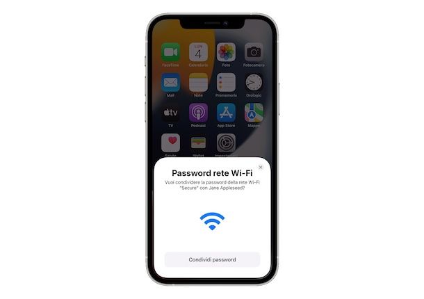 Condivisione password Wi-Fi iPhone