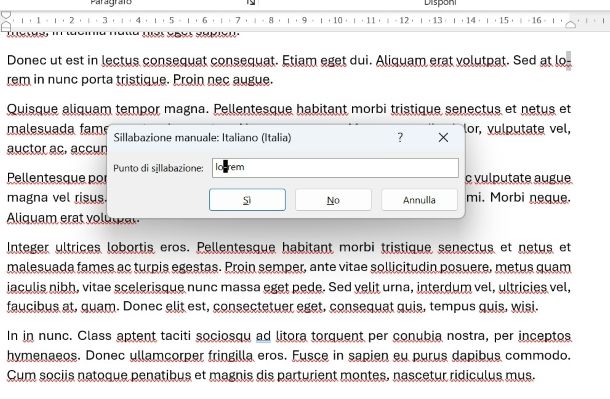Come sillabare su Word manualmente