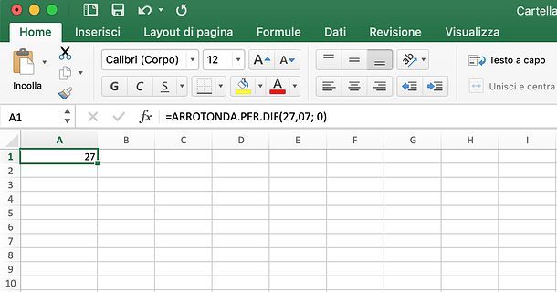 Come arrotondare in Excel per difetto