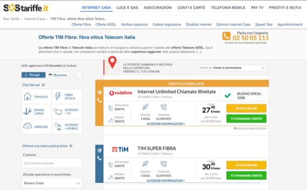 Comparare Offerte TIM Fibra