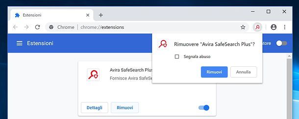 Come disinstallare estensioni Avira