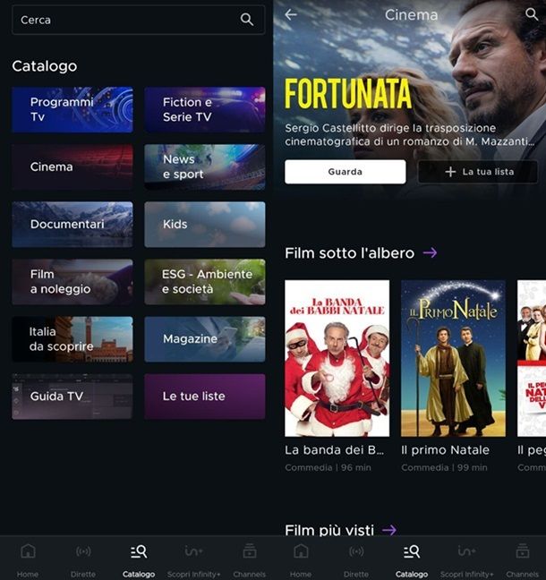 Guardare la TV online su Android Mediaset Infinity