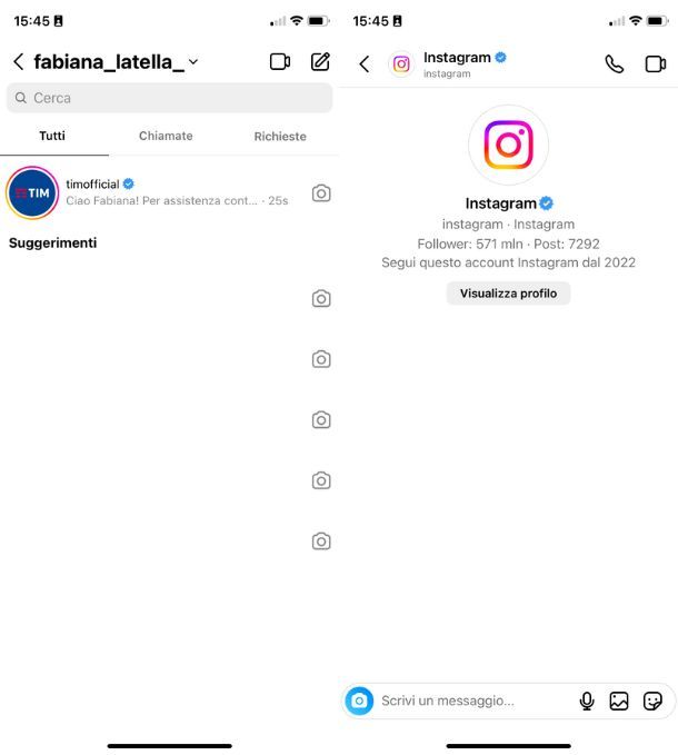 Mandare messaggi su Instagram da app