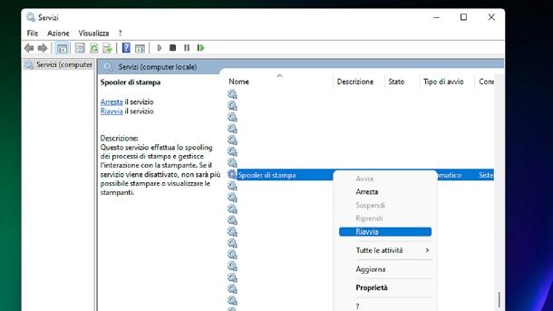 Ripristinare lo spooler di stampa di Windows 11