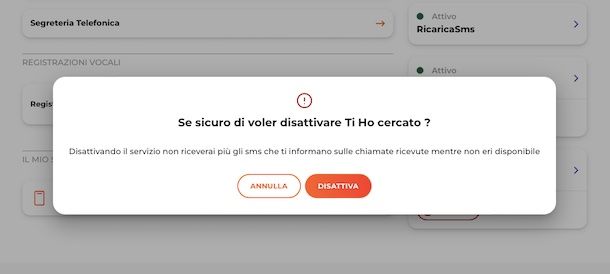 Disattivazione Ti ho cercato da sito Web