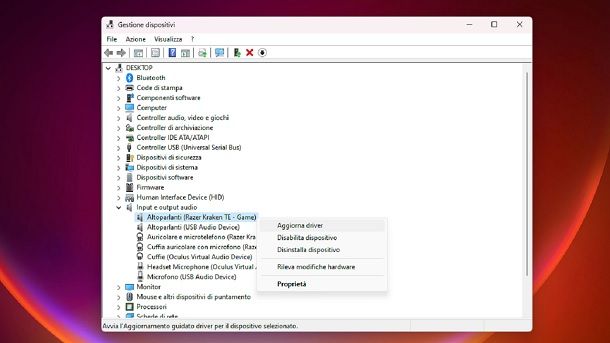 Reinstallare i driver audio Windows 11