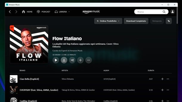 Programma per download musica Amazon Music