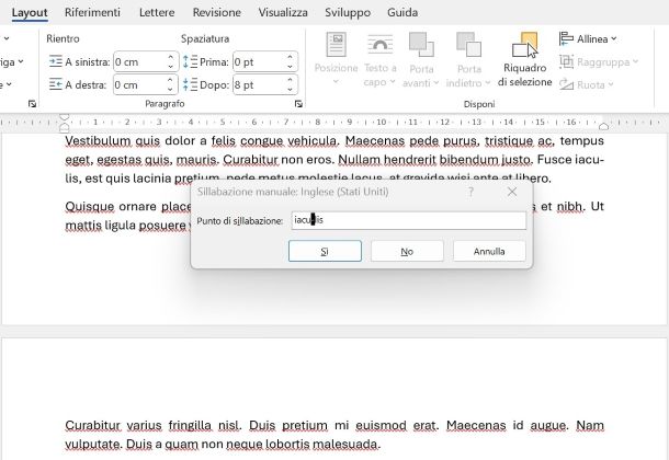 Come sillabare in inglese su Word