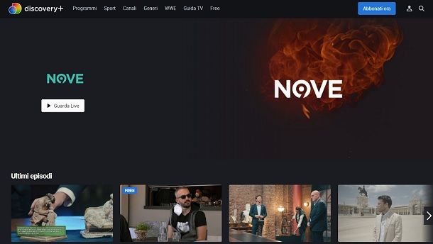 Discovery Plus diretta televisiva streaming NOVE