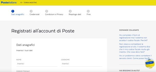 Registrarsi su Poste Italiane