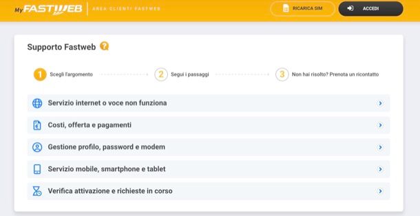 Prenotare chiamata con Fastweb