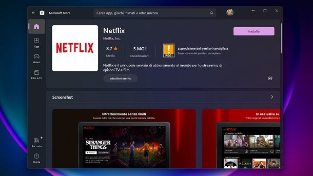 Scaricare Netflix su PC Windows 11