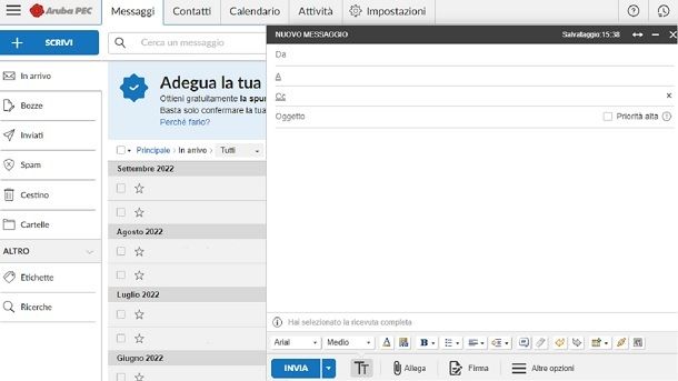 Come inviare una PEC con Aruba da PC