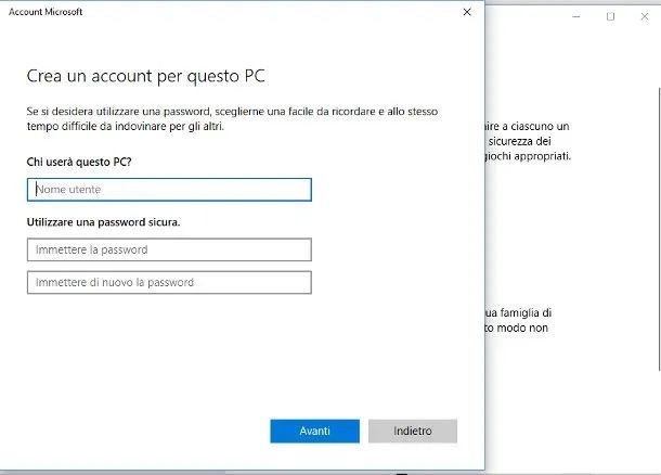 Creare account utente con privilegi