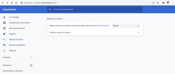 Google Chrome settings 