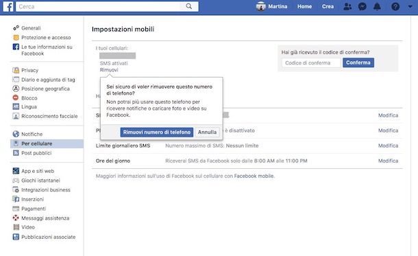 Come togliere il numero di telefono da Facebook