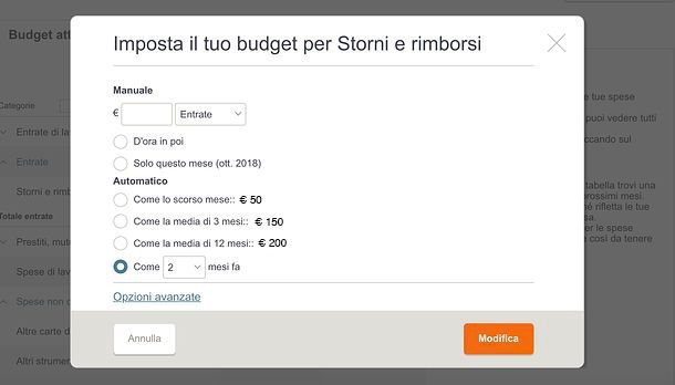 Gestione budget in Money di BPER Banca