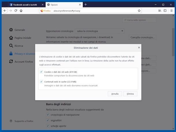 Come cancellare l'email dalla pagina iniziale di Facebook