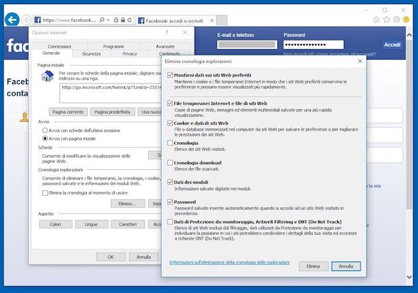 Come cancellare l'email dalla pagina iniziale di Facebook