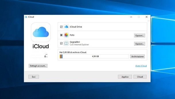 Archiviare su iCloud da PC Windows