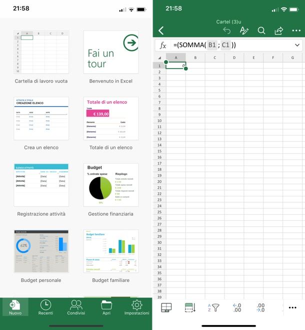 Come mostrare le formule su Excel per iPhone