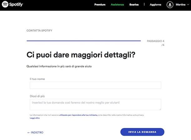Come contattare Spotify