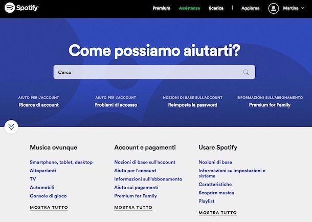 Come contattare Spotify