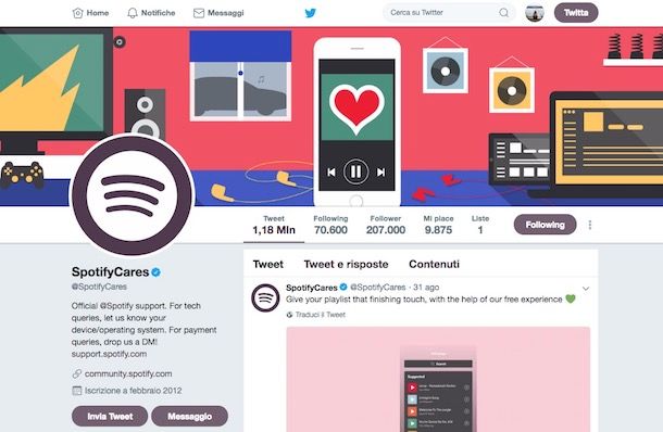 Come contattare Spotify