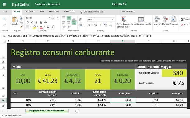 Come mostrare le formule su Excel online