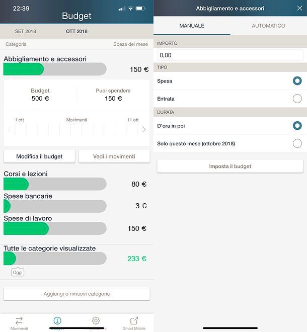 Limiti di budget in Smart Mobile My Money
