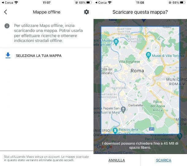 Come scaricare le mappe offline su Google Maps