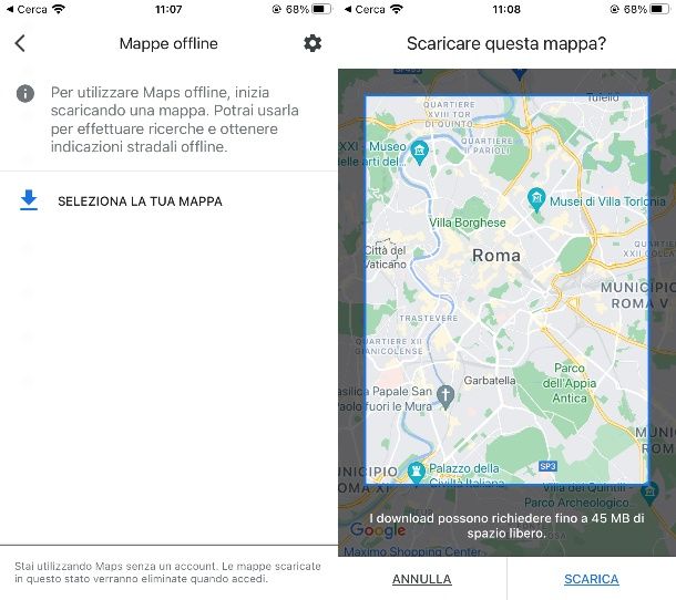 Come scaricare le mappe offline su Google Maps