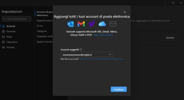 Usare Virgilio Mail con Outlook