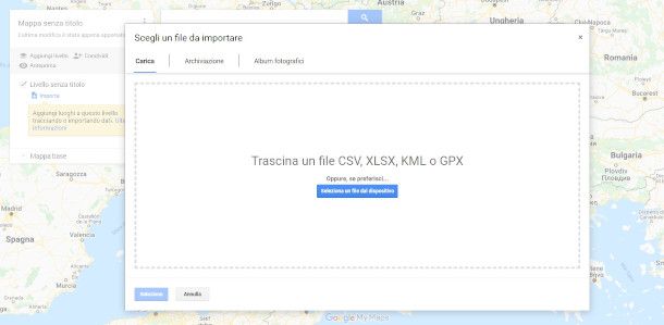 importazione file GPX su Google Maps