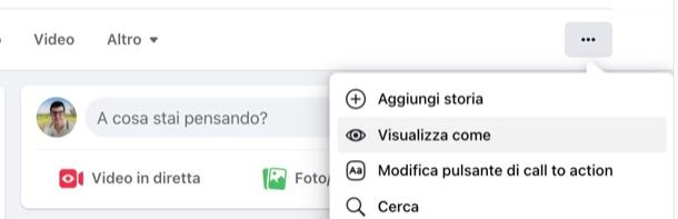 Visualizza come per le pagine Facebook