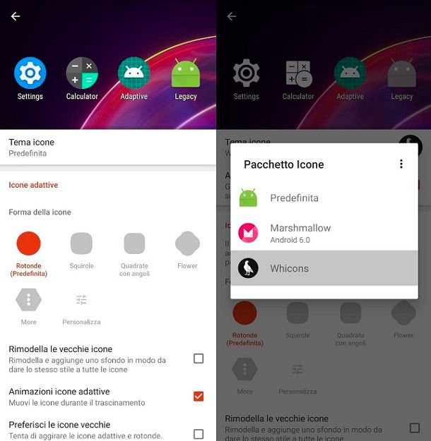 Installare icon pack Nova Launcher