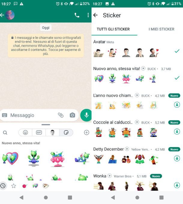 Inviare sticker con Android