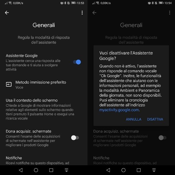 Come disattivare assistente vocale Android