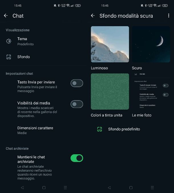 Come cambiare sfondo su WhatsApp