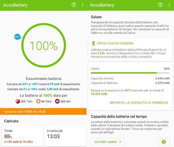 AccuBattery Stato batteria Android