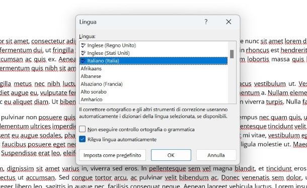 Come cambiare lingua dizionario Word