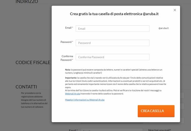 Registrazione email Aruba