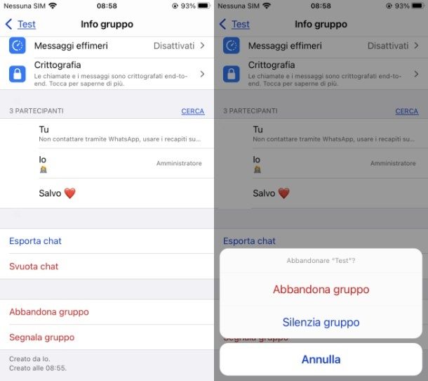 WhatsApp gruppo iOS